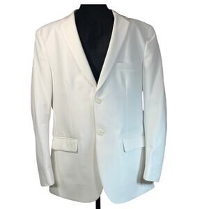 Cintas Men’s White Blazer Jacket Size 44 Long 2 Button Polyester Lined Dual Vent